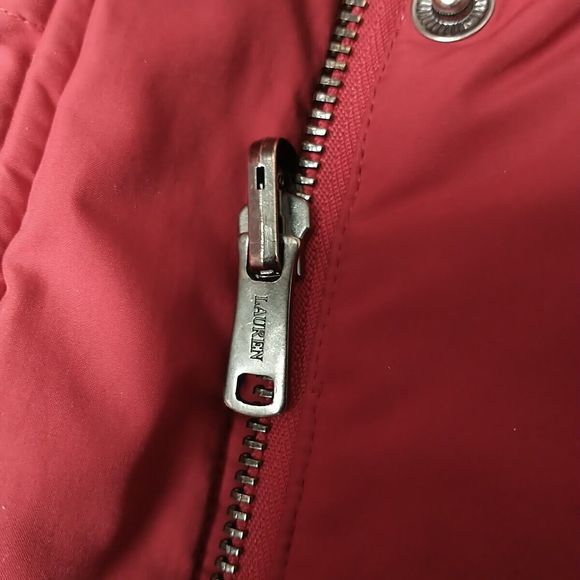 Lauren Ralph Lauren Women Vest L Petite Red Down Puffer Full Zip Snap Reversible - Picture 5 of 16